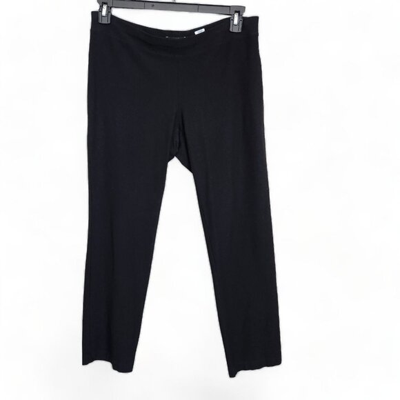 Eileen Fisher Womens Elastic Waist Pull on Pants Sz Small Black Ankle Viscose - Picture 1 of 9